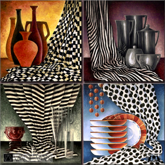 STILLEBEN | Block aus 4 Teilen | à 50 x 50 cm | Acryl auf Leinwand | 2002