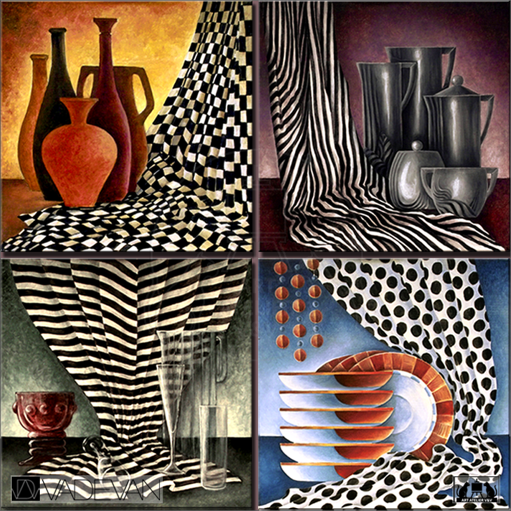 STILLEBEN | Block aus 4 Teilen | à 50 x 50 cm | Acryl auf Leinwand | 2002