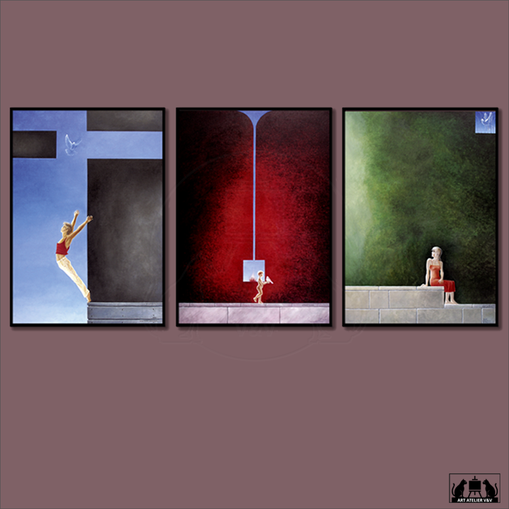 Triptychon FIDES CARITAS SPES | GLAUBE LIEBE HOFFNUNG | Acryl auf Malplatte| 2028